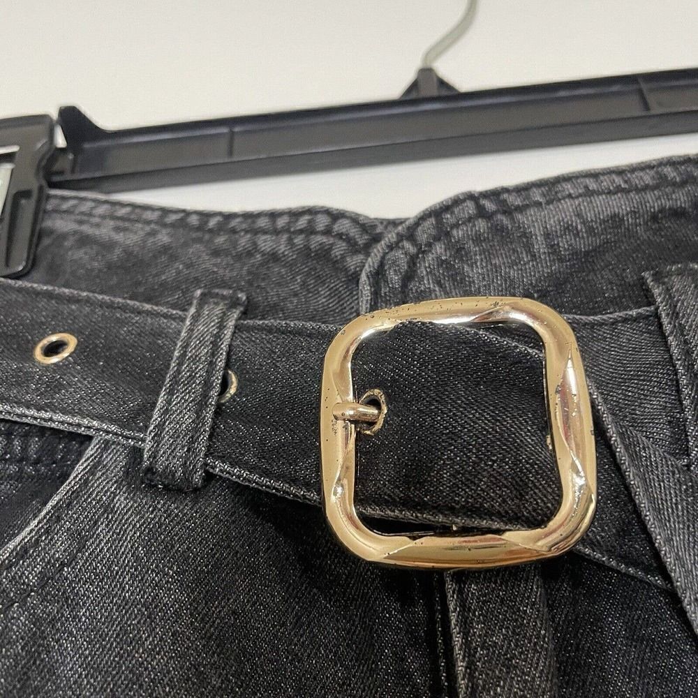 NWT Kittenish Black Wash High waist Straight leg Belted denim Jeans size US 27 - Picture 2 of 8